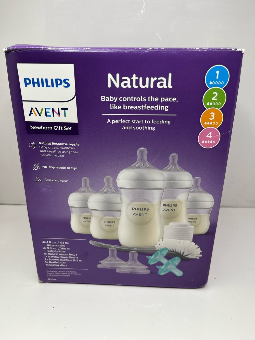 Philips Avent Natural Response Baby Gift Set, 4oz & 9oz Bottles, SCD838/02